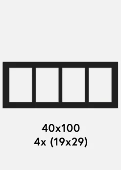 Passepartout Sort 40x100 cm - Collage 4 Billeder (19x29 cm)