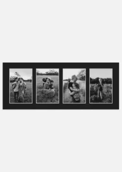 Passepartout Sort 40x100 cm - Collage 4 Billeder (19x29 cm)
