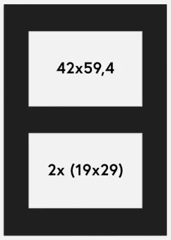 Passepartout Sort 42x59,4 cm - Collage 2 Billeder (19x29 cm)