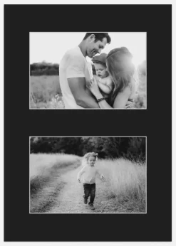 Passepartout Sort 42x59,4 cm - Collage 2 Billeder (19x29 cm)