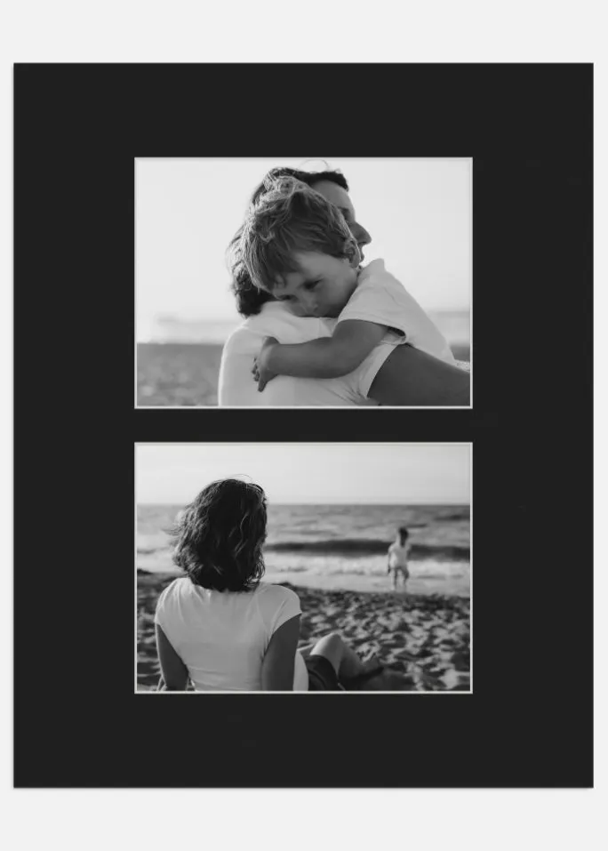 Passepartout Sort 40x50 cm - Collage 2 Billeder (17x23 cm)