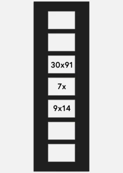 Passepartout Sort 30x91 cm - Collage 7 Billeder (9x14 cm)