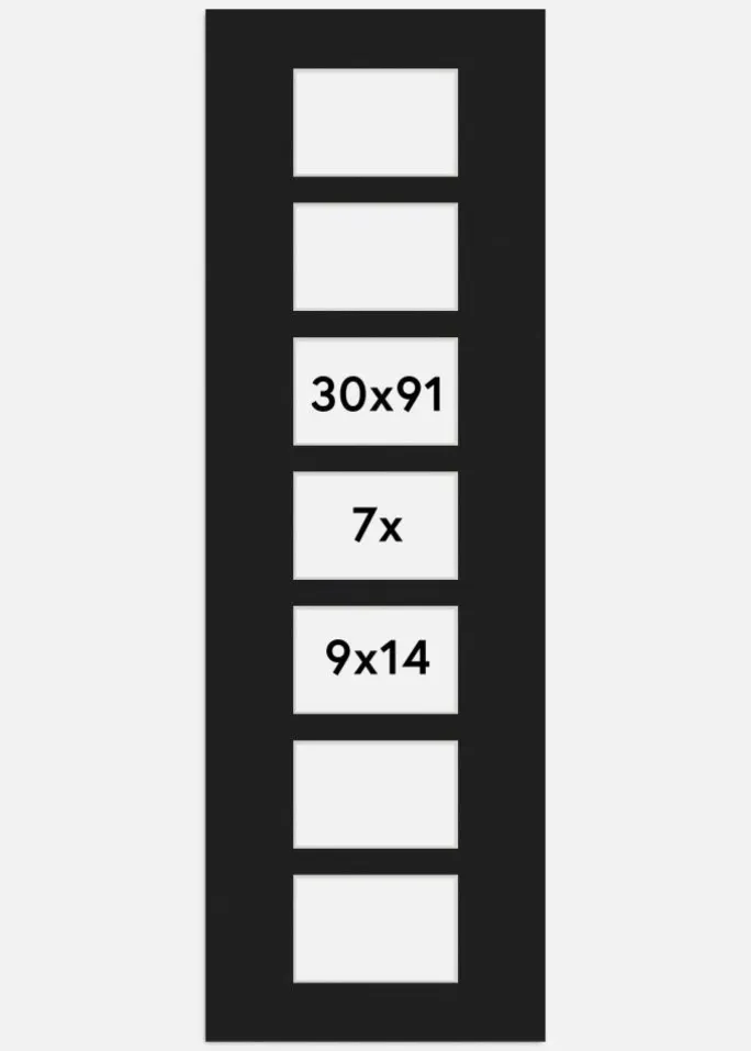 Passepartout Sort 30x91 cm - Collage 7 Billeder (9x14 cm)