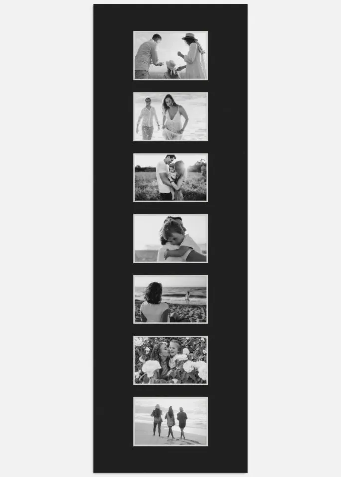 Passepartout Sort 30x91 cm - Collage 7 Billeder (9x14 cm)