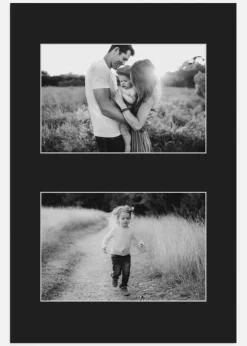 Passepartout Sort 40x60 cm - Collage 2 Billeder (19x29 cm)