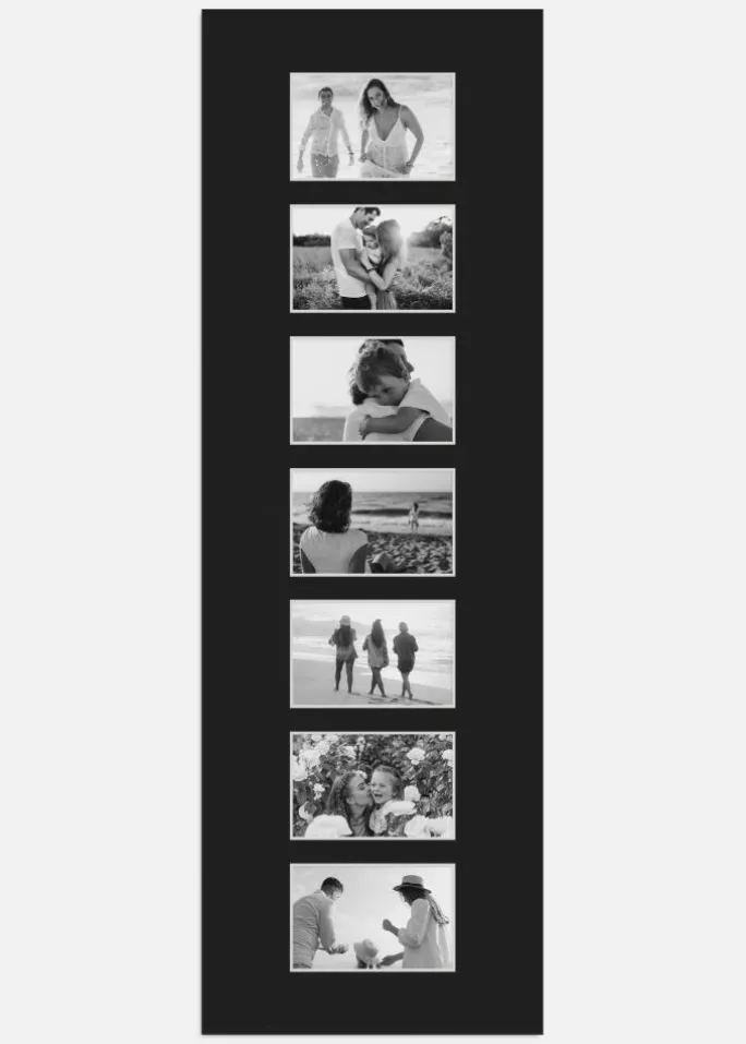 Passepartout Sort 30x90 cm - Collage 7 Billeder (9x14 cm)