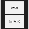 Passepartout Sort 20x25 cm - Collage 2 Billeder (9x14 cm)