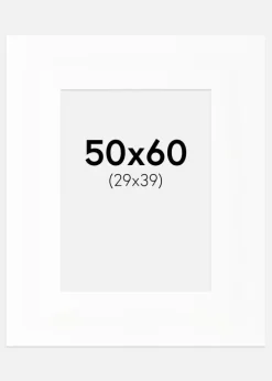 Passepartout XL Standard Hvid (Hvid Kerne) 50x60 cm (29x39)