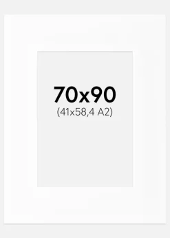 Passepartout XXL Standard Hvid (Hvid Kerne) 70x90 cm (41x58,4 - A2)
