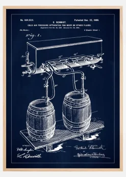 Patent Print - Beer Kegs - Blue Plakat (21x29.7 cm (A4))