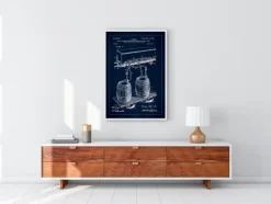 Patent Print - Beer Kegs - Blue Plakat (21x29.7 cm (A4))