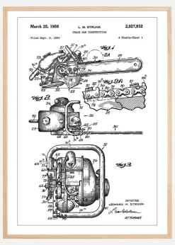 Patent Print - Chain Saw - White Plakat (21x29.7 cm (A4))