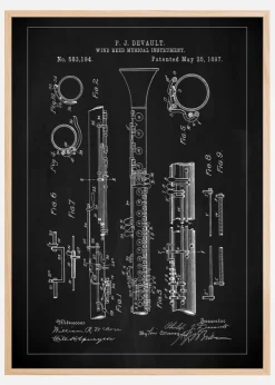 Patent Print - Clarinet - Black Plakat (21x29.7 cm (A4))