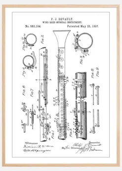 Patent Print - Clarinet - White Plakat (21x29.7 cm (A4))
