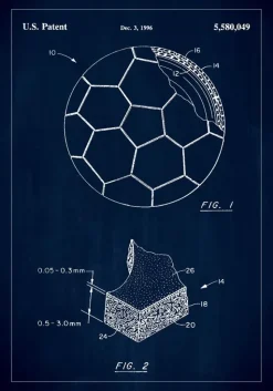 Patent Print - Football - Blue Plakat (21x29.7 cm (A4))