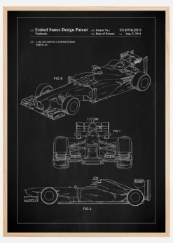 Patent Print - Formula 1 Racing Car - Black Plakat (21x29.7 cm (A4))