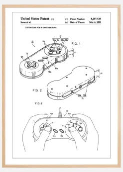 Patent Print - Game Controller I - White Plakat (21x29.7 cm (A4))