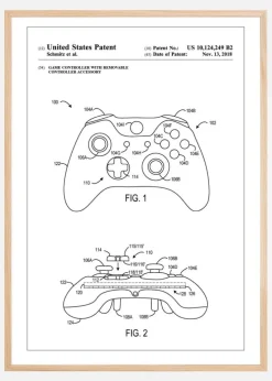 Patent Print - Game Controller III - White Plakat (21x29.7 cm (A4))