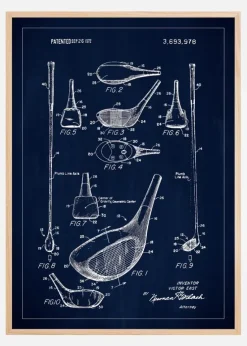 Patent Print - Golf Club - Blue Plakat (21x29.7 cm (A4))