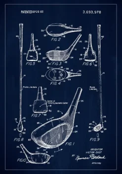 Patent Print - Golf Club - Blue Plakat (21x29.7 cm (A4))