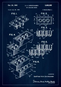 Patent Print - Lego Block I - Blue Plakat (21x29.7 cm (A4))