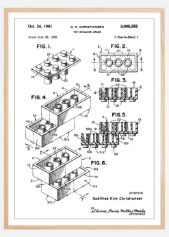 Patent Print - Lego Block I - White Plakat (21x29.7 cm (A4))