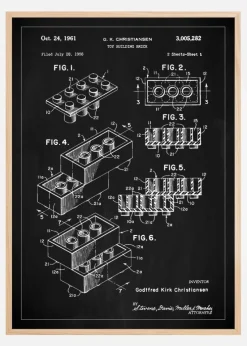 Patent Print - Lego Block I - Black Plakat (21x29.7 cm (A4))