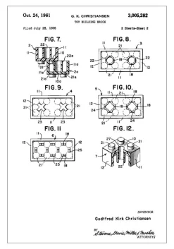 Patent Print - Lego Block II - White Plakat (21x29.7 cm (A4))