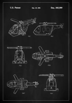 Patent Print - Lego Helicopter - Black Plakat (21x29.7 cm (A4))