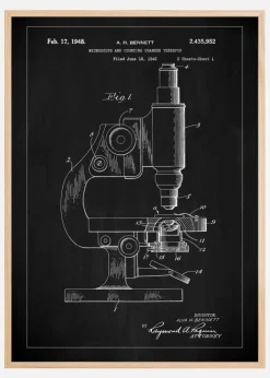 Patent Print - Microscope - Black Plakat (21x29.7 cm (A4))