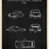 Patent Print - Porsche 911 Carrera - Black Plakat (21x29.7 cm (A4))