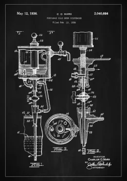 Patent Print - Portable Cold Beer Dispenser - Black Plakat (21x29.7 cm (A4))