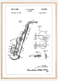 Patent Print - Saxophone - White Plakat (21x29.7 cm (A4))