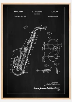 Patent Print - Saxophone - Black Plakat (21x29.7 cm (A4))