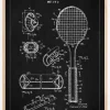 Patent Print - Tennis Racket - Black Plakat (21x29.7 cm (A4))