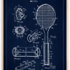 Patent Print - Tennis Racket - Blue Plakat (21x29.7 cm (A4))