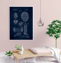 Patent Print - Tennis Racket - Blue Plakat (21x29.7 cm (A4))