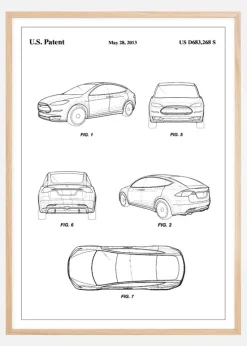 Patent Print - Tesla - White Plakat (21x29.7 cm (A4))
