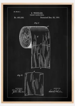 Patent Print - Toilet Paper Roll - Black Plakat (21x29.7 cm (A4))