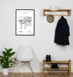 Patenttegning - Barberskraber - Hvid Plakat (21x29.7 cm (A4))