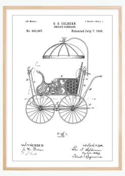 Patenttegning - Barnevogn I Plakat (21x29.7 cm (A4))