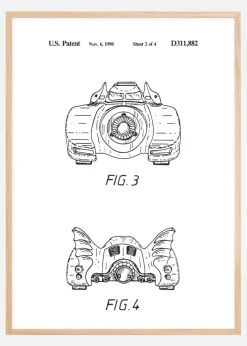 Patenttegning - Batman - Batmobile 1990 II Plakat (21x29.7 cm (A4))