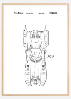 Patenttegning - Batman - Batmobile 1990 IIII Plakat (21x29.7 cm (A4))