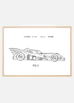 Patenttegning - Batman - Batmobile 1990 III Plakat (21x29.7 cm (A4))