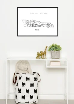 Patenttegning - Batman - Batmobile 1990 III Plakat (21x29.7 cm (A4))