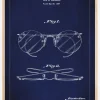 Patenttegning - Briller A - Blå Plakat (21x29.7 cm (A4))
