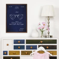 Patenttegning - Briller A - Blå Plakat (21x29.7 cm (A4))