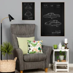 Patenttegning - Cadillac II - Sort Plakat (21x29.7 cm (A4))