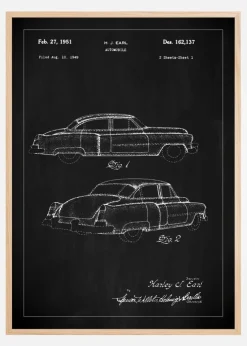 Patenttegning - Cadillac I - Sort Plakat (21x29.7 cm (A4))