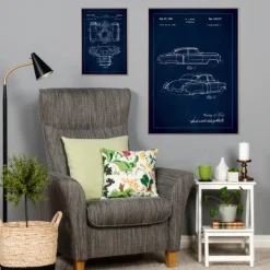 Patenttegning - Cadillac I - Blå Plakat (21x29.7 cm (A4))